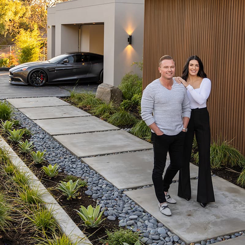 Anton & Taylor outside a modern Bay Area home